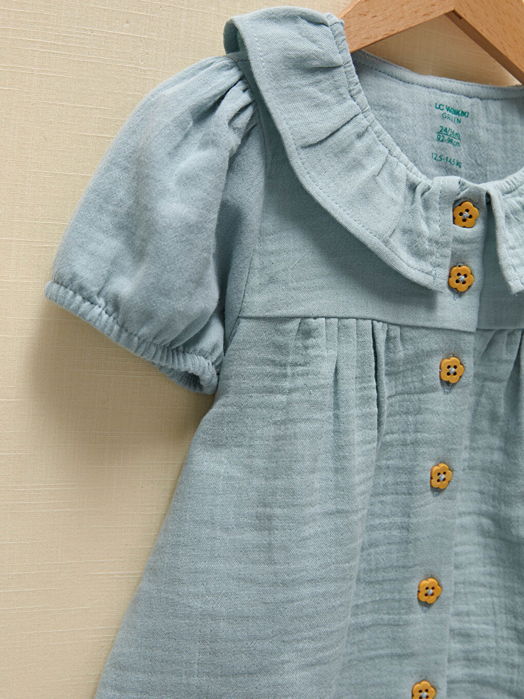 Baby Girls' Peter Pan Collar Short Sleeve Basic Shirt-2