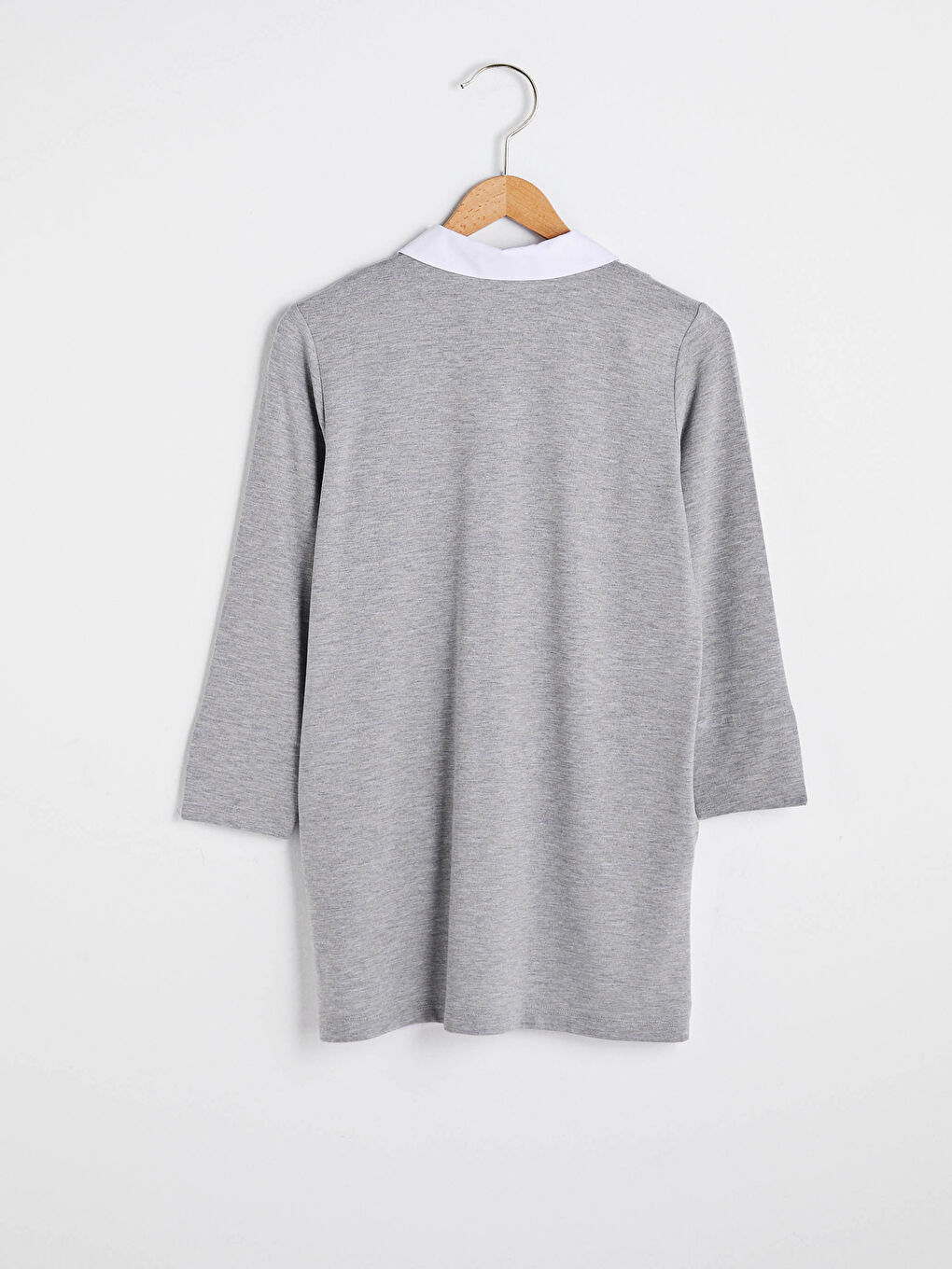 Gri Düz Uzun Kollu Tişört-6