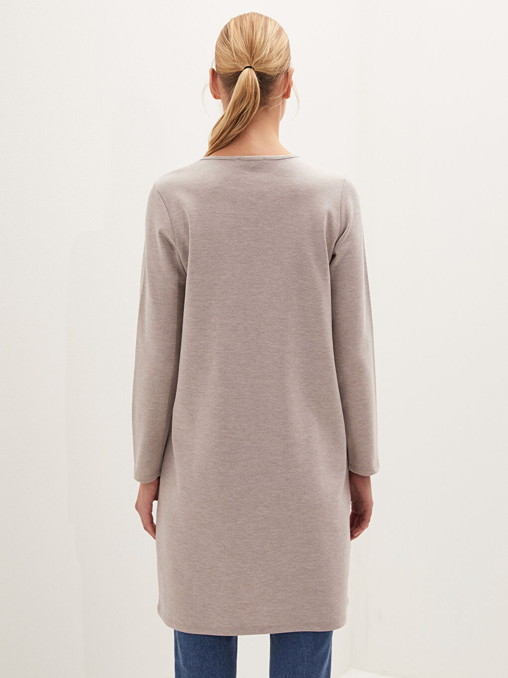 Bej Bisiklet Yaka Pul Payetli Uzun Kollu Kadın Tunik-3