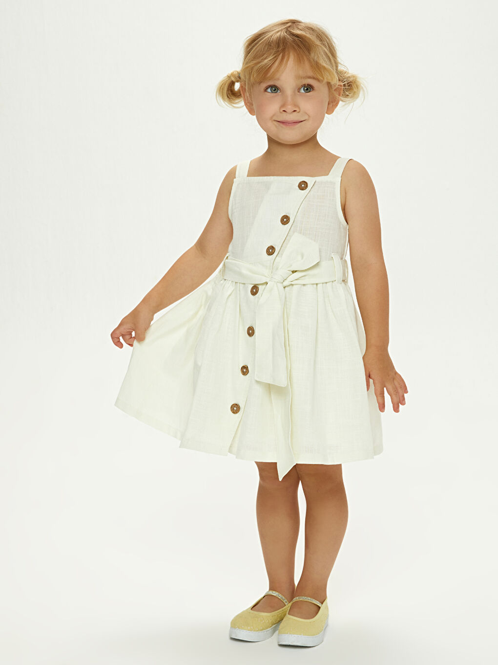 LCW baby Strappy Square Collar Button Detailed Baby Girl Dress -S1DK65Z1-FDJ