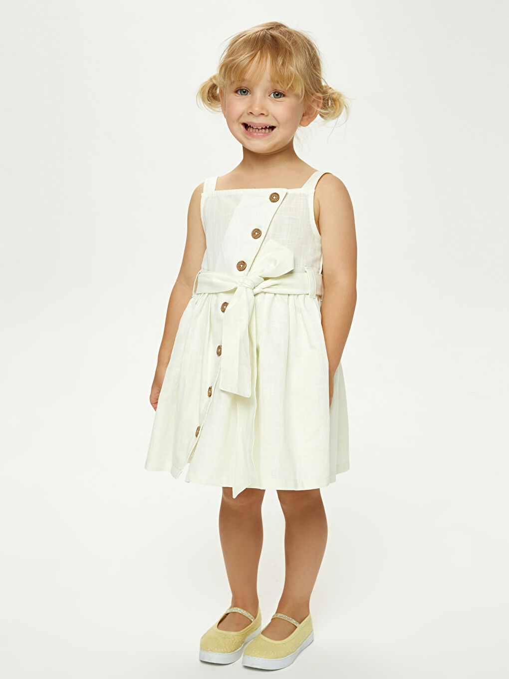 LCW baby Strappy Square Collar Button Detailed Baby Girl Dress -S1DK65Z1-FDJ