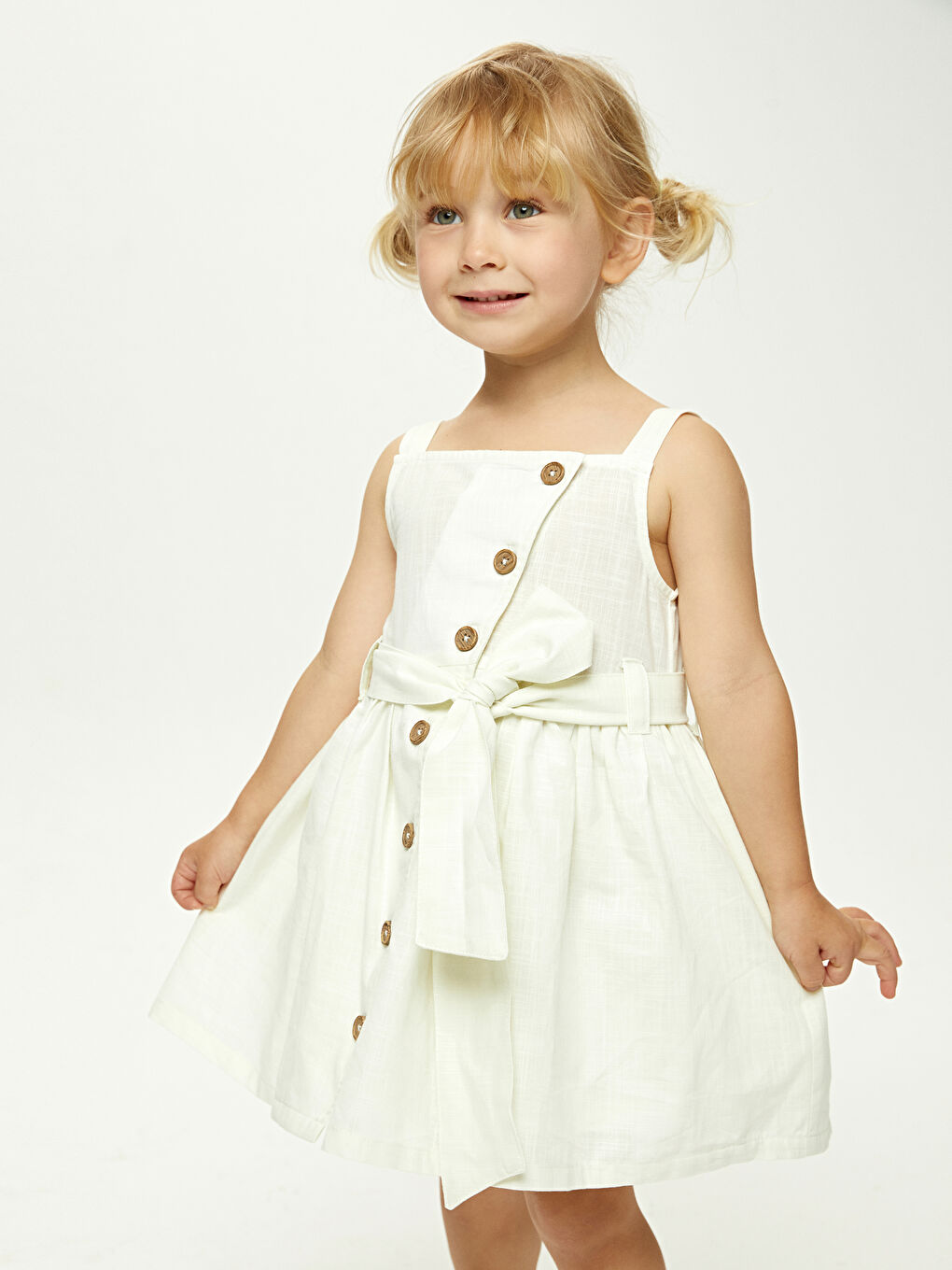 LCW baby Strappy Square Collar Button Detailed Baby Girl Dress -S1DK65Z1-FDJ