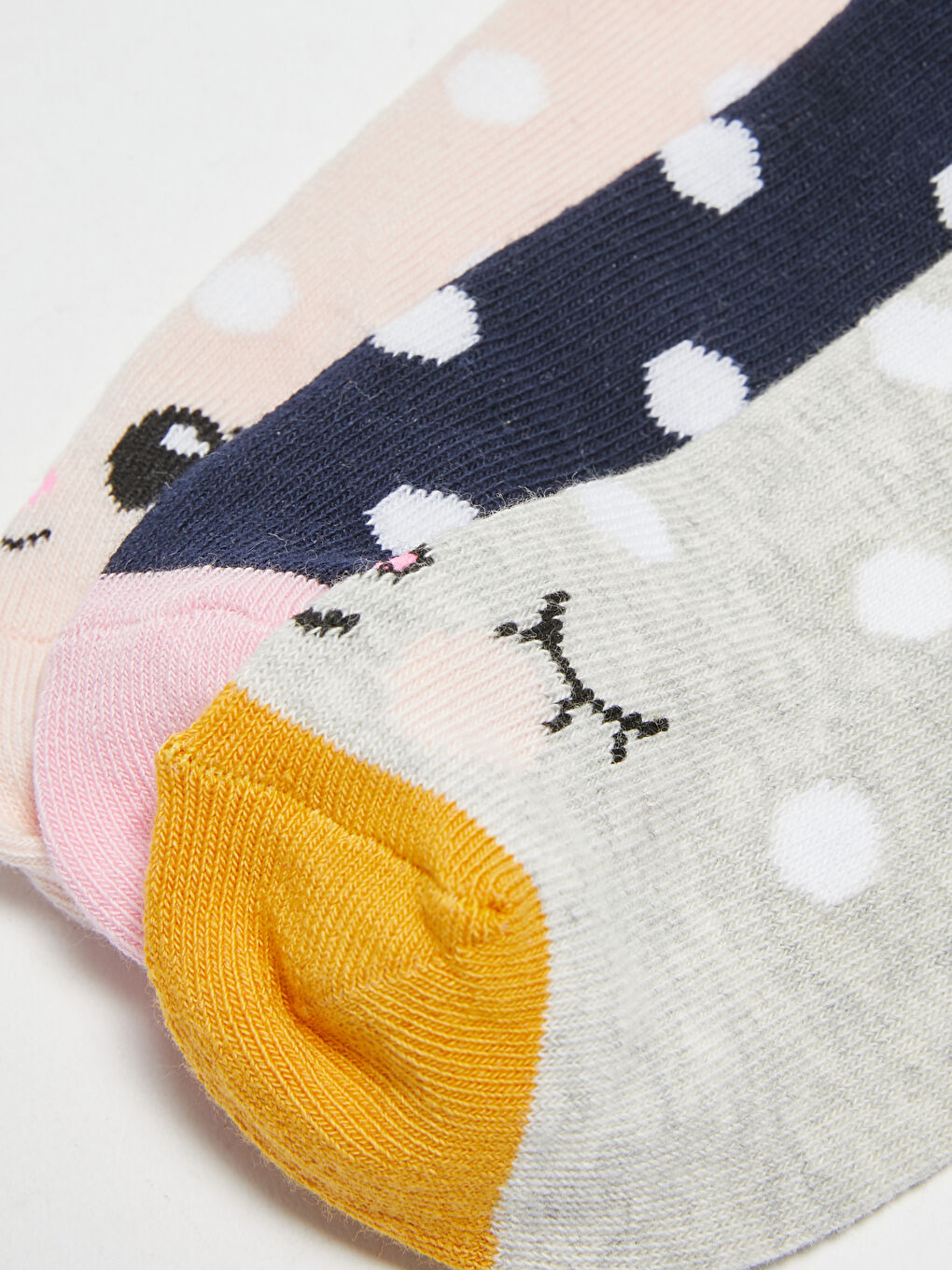 Pembe Desenli Kız Çocuk Patik Çorap 3'lü-2