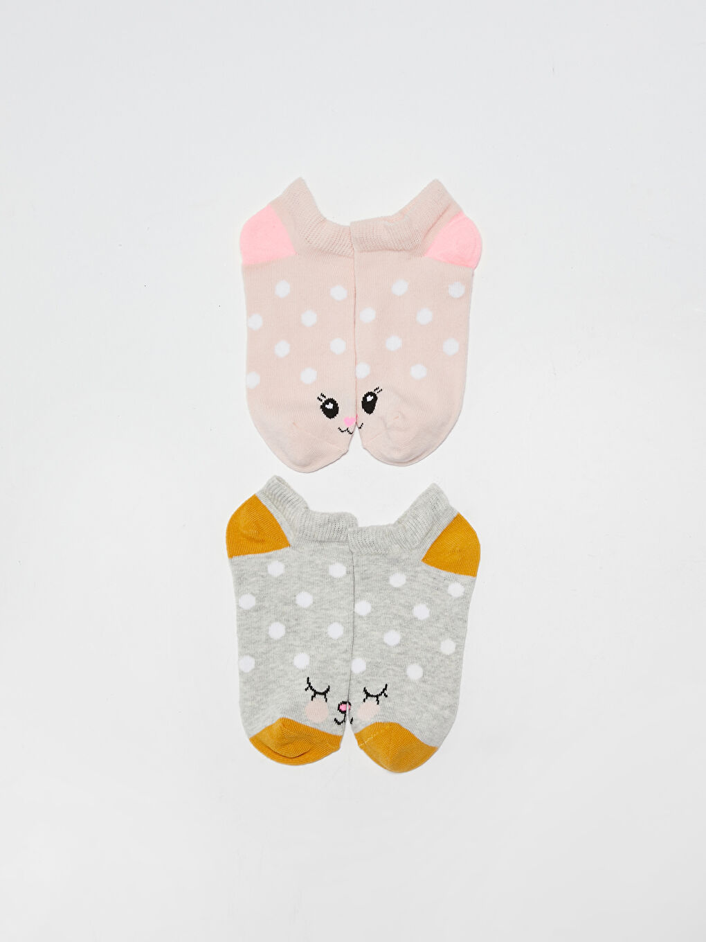 Pembe Desenli Kız Çocuk Patik Çorap 3'lü-3