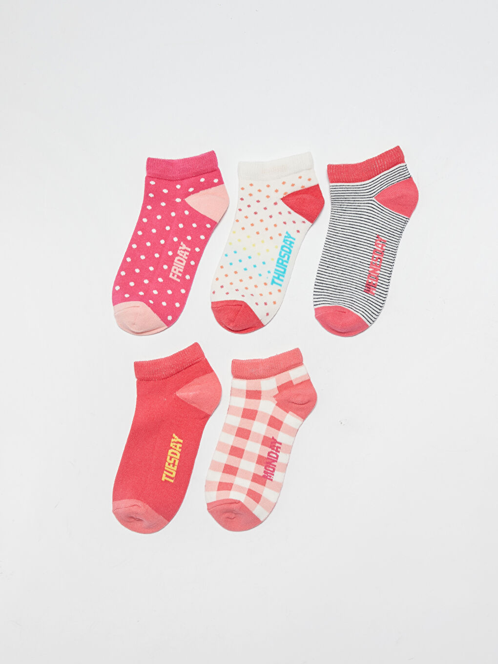 Patterned Girls' Trainer Socks 5 Pack-1