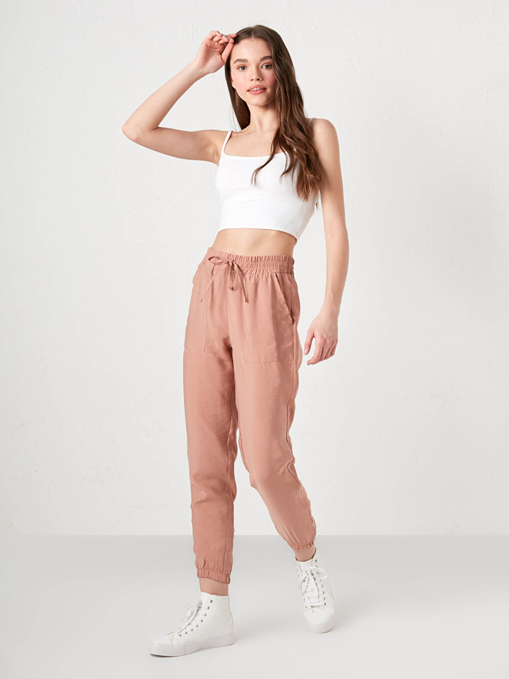 LCW Vision Women's Modal Jogger Trousers With Pocket and Elastic Waist -S1DL06Z8-GN0