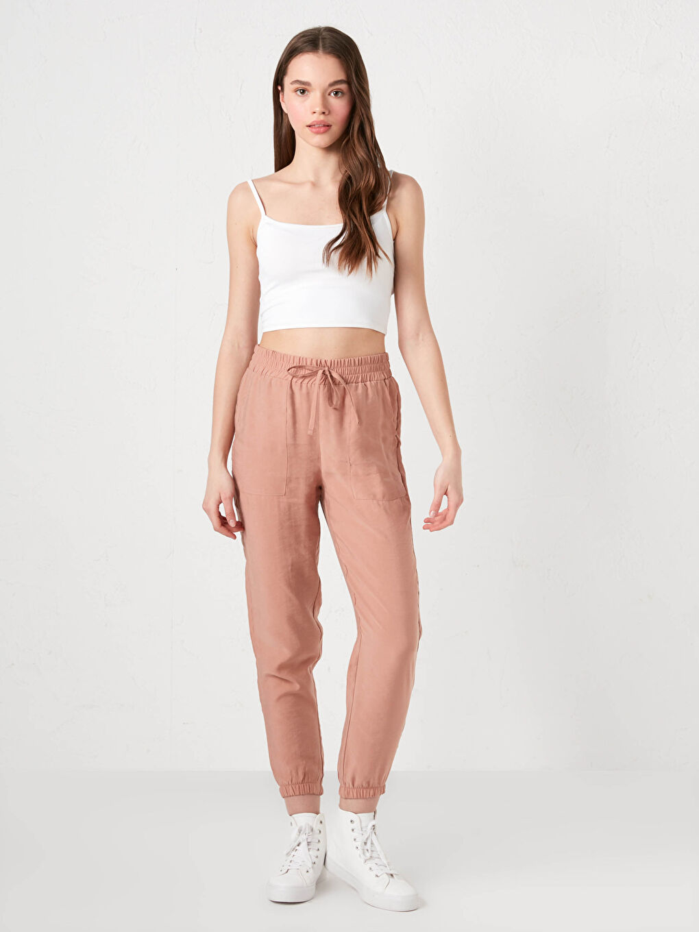 LCW Vision Women's Modal Jogger Trousers With Pocket and Elastic Waist -S1DL06Z8-GN0