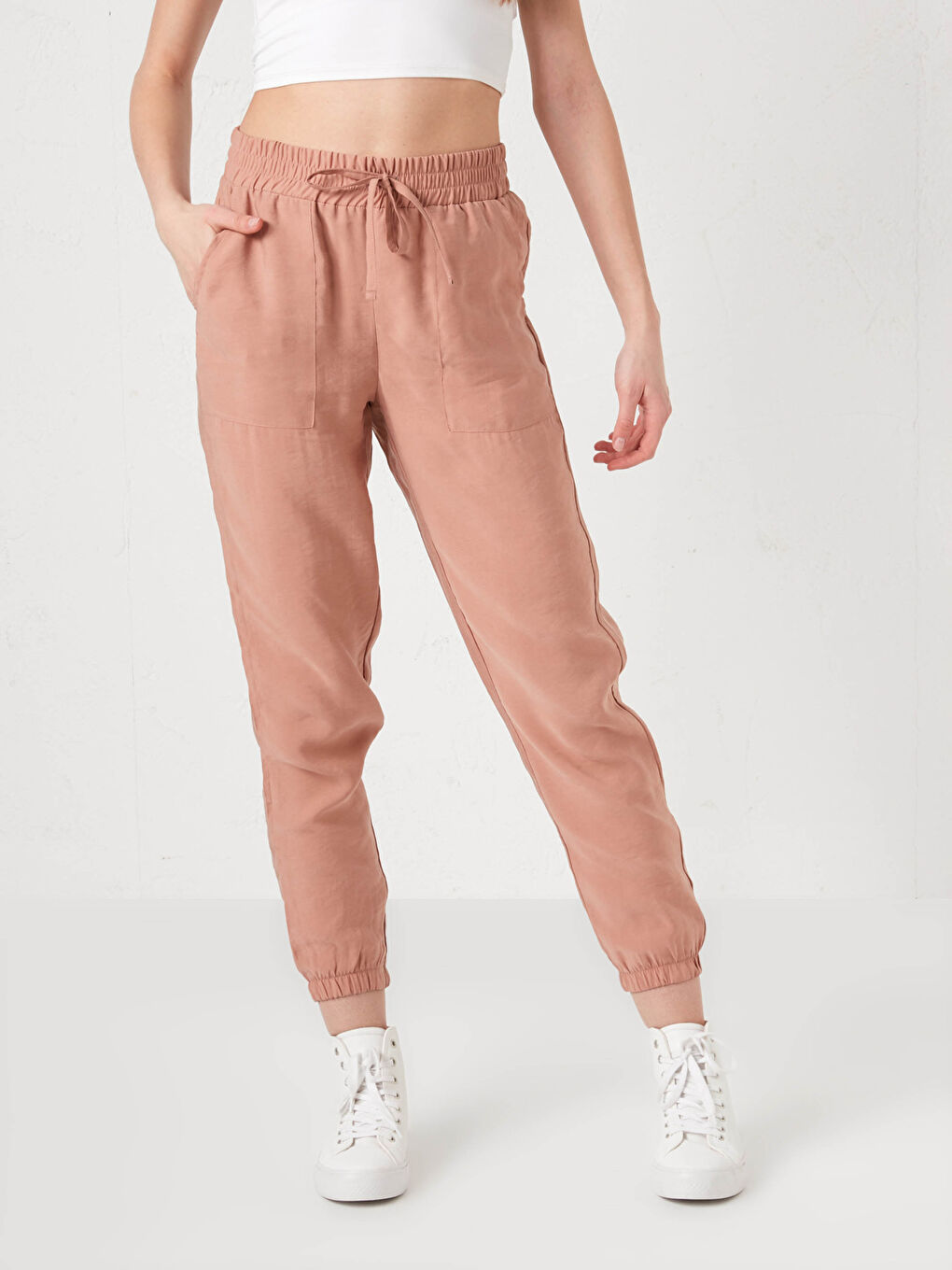 LCW Vision Women's Modal Jogger Trousers With Pocket and Elastic Waist -S1DL06Z8-GN0