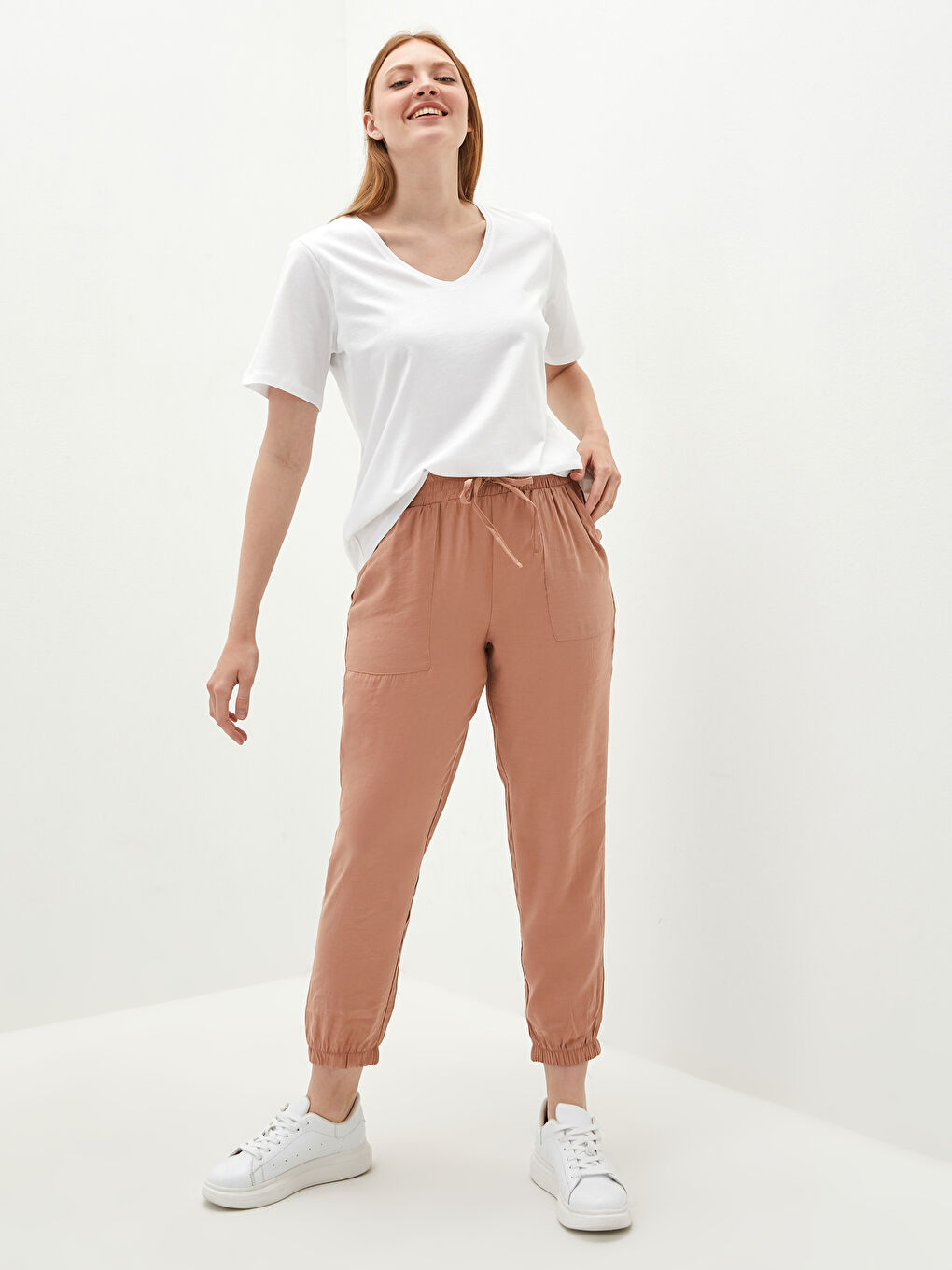 LCW Vision Women's Modal Jogger Trousers With Pocket and Elastic Waist -S1DL06Z8-GN0