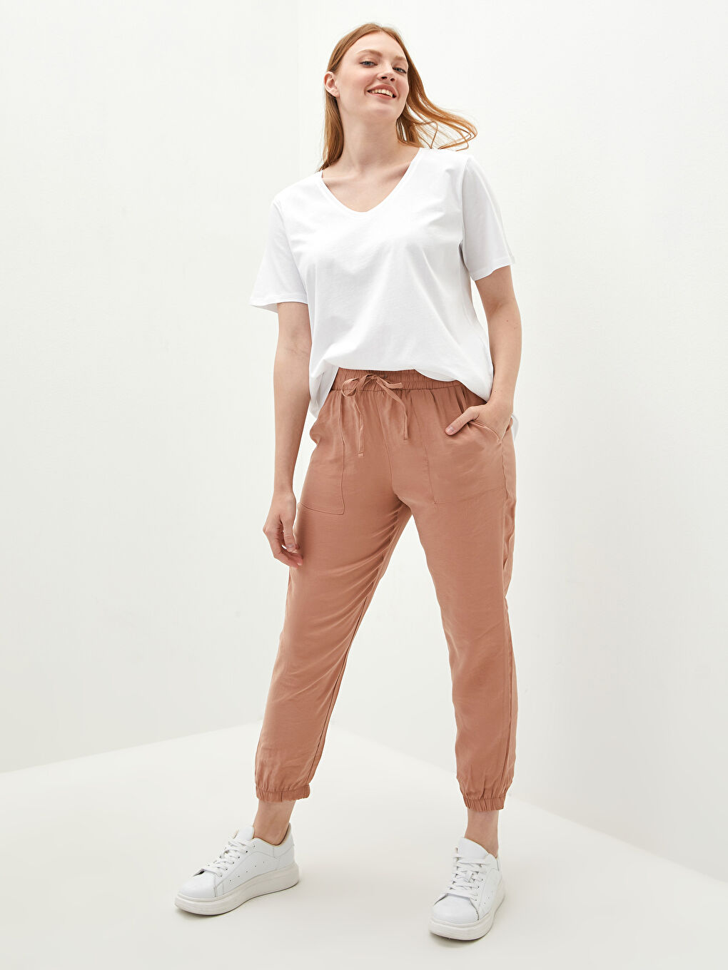 LCW Vision Women's Modal Jogger Trousers With Pocket and Elastic Waist -S1DL06Z8-GN0
