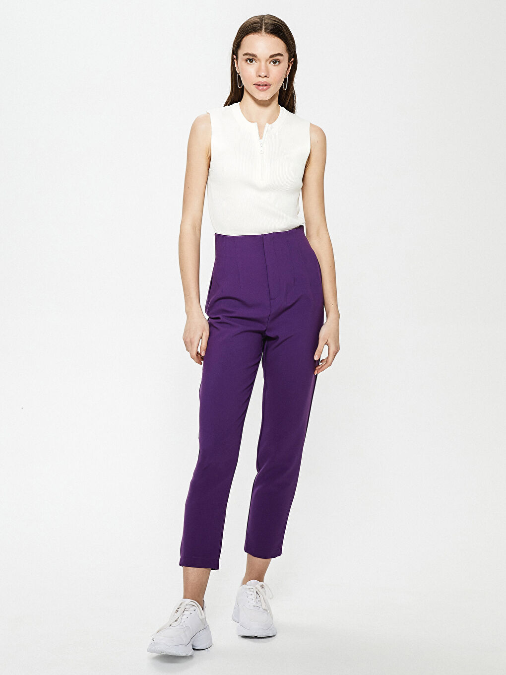LCW Vision High Waist Slim Leg Ankle-Length Women's Cigarette Pants -S1DL07Z8-UTY