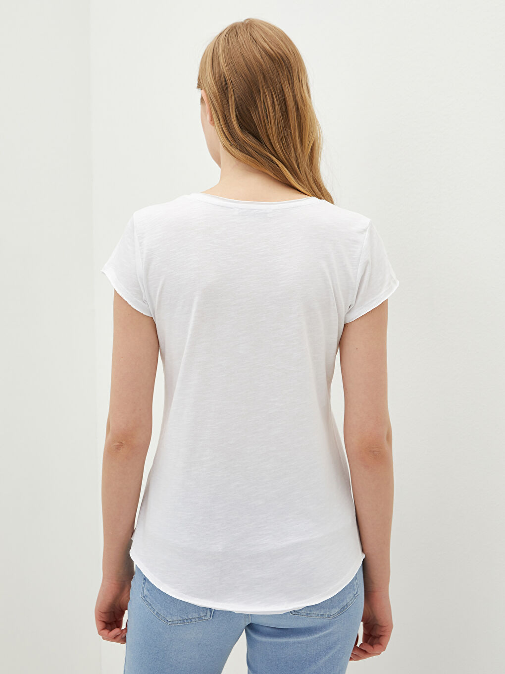 LCW Vision U Neck Straight Short Sleeve Cotton Women's T-Shirt -S1DL28Z8-E5X