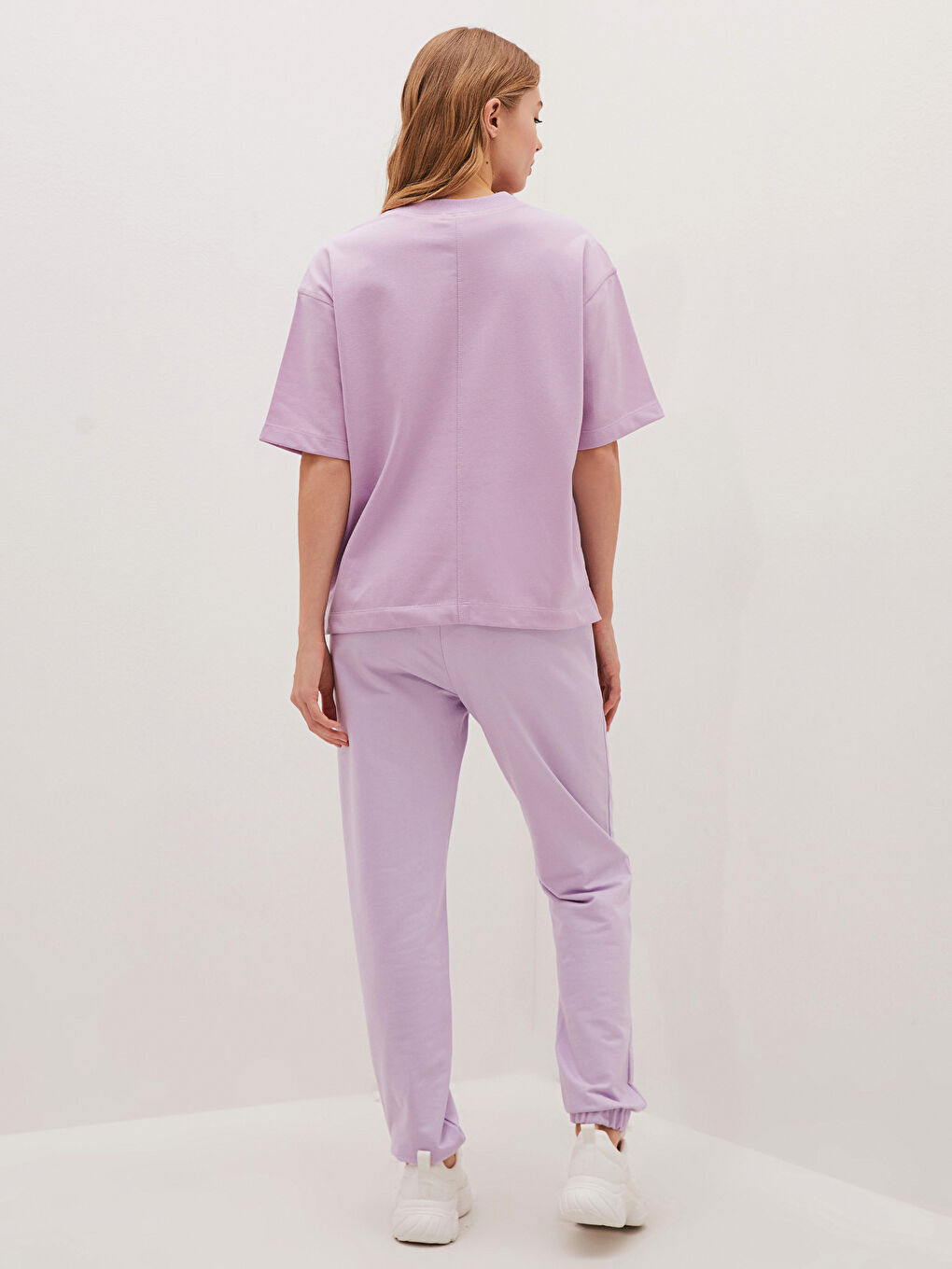 Lila Beli Lastikli Kadın Eşofman Alt-1