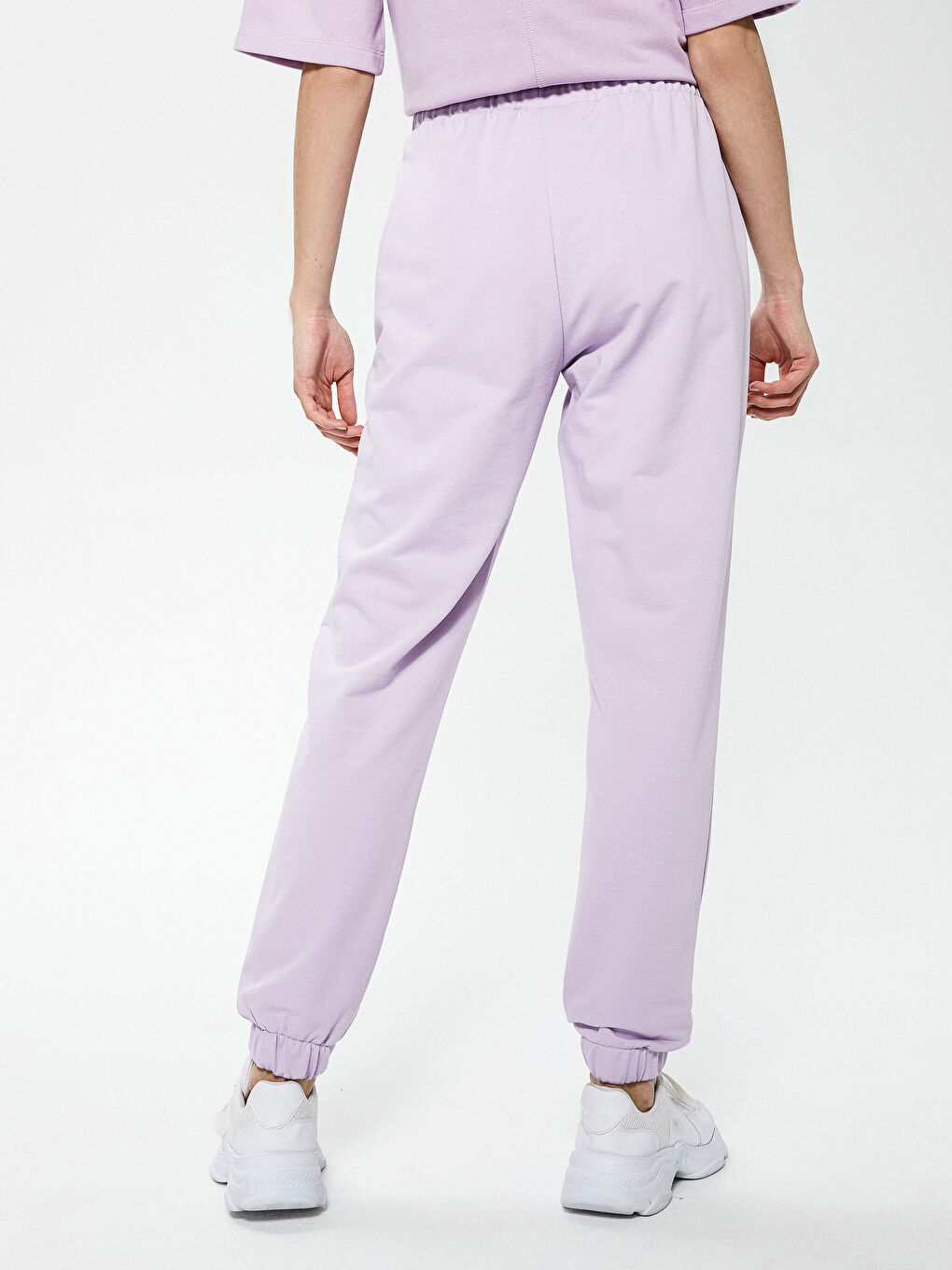 Lila Beli Lastikli Kadın Eşofman Alt-6