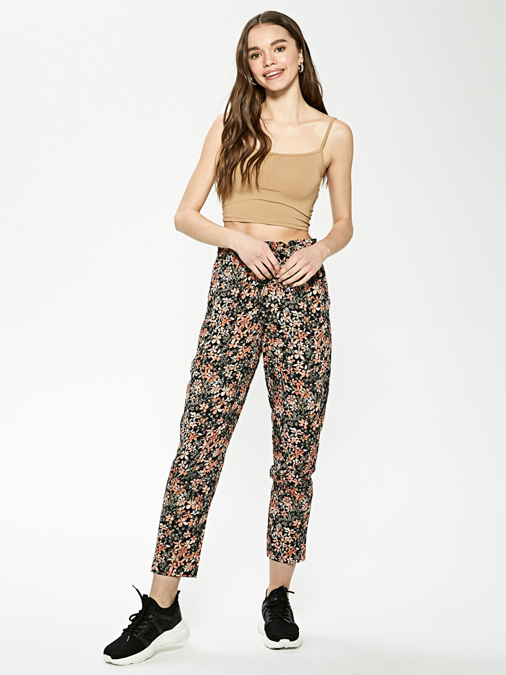 LCW Vision Elastic Waist Floral Pattern Viscose Women's Trousers -S1DL57Z8-LSL