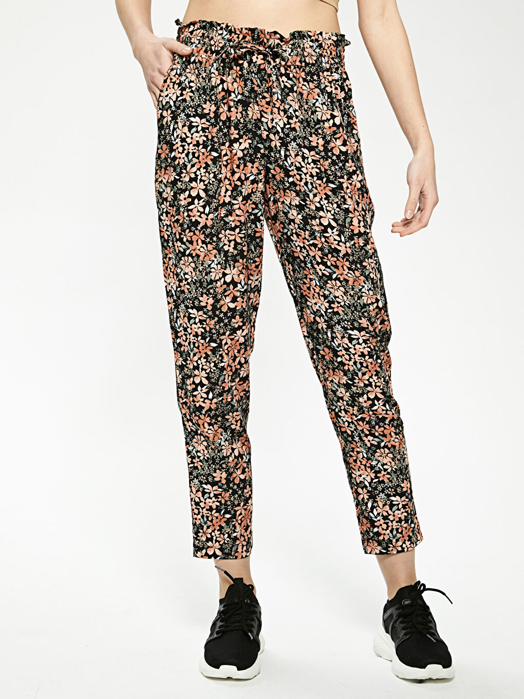 LCW Vision Elastic Waist Floral Pattern Viscose Women's Trousers -S1DL57Z8-LSL