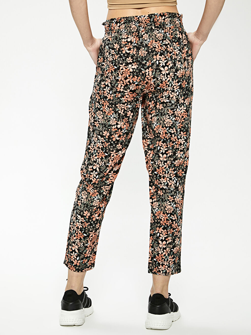 LCW Vision Elastic Waist Floral Pattern Viscose Women's Trousers -S1DL57Z8-LSL