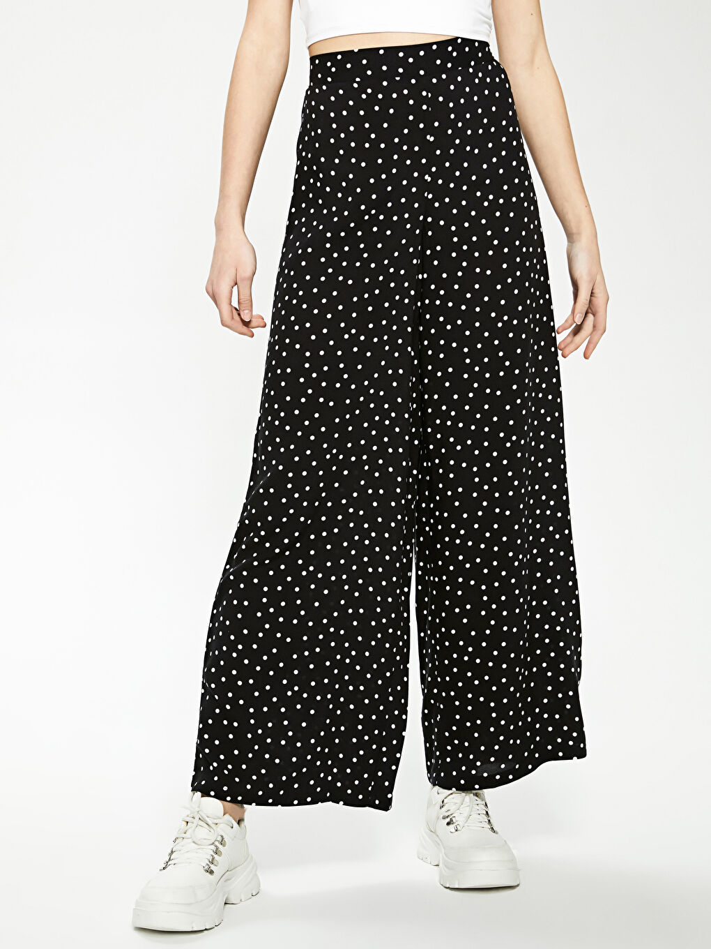 Elastic Waist Printed Poplin Women's Trousers-2