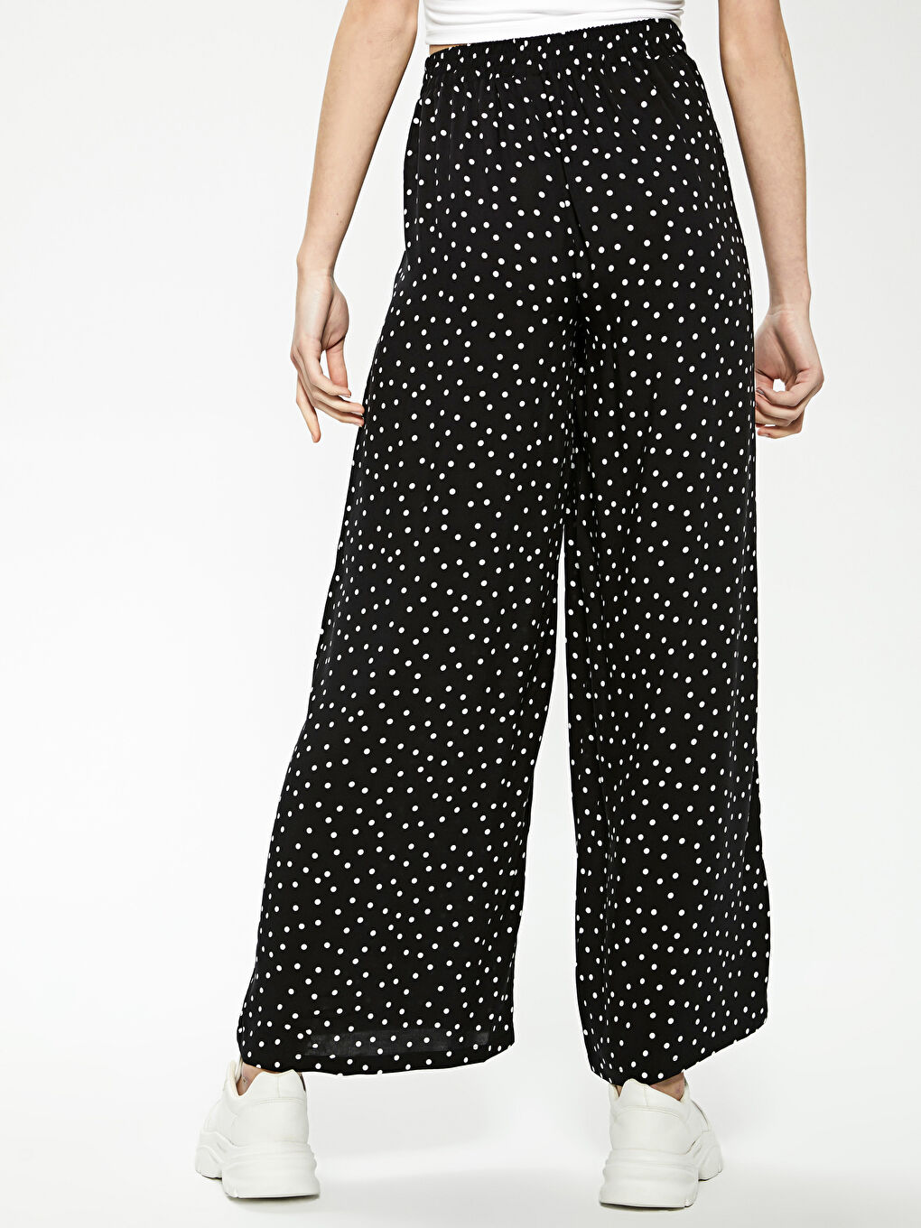 Elastic Waist Printed Poplin Women's Trousers-3