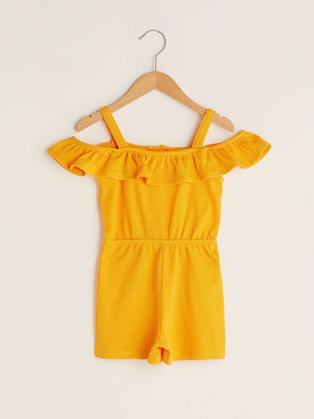 Basic Baby Girl Jumpsuit with Ruffle Boat Neck Strap