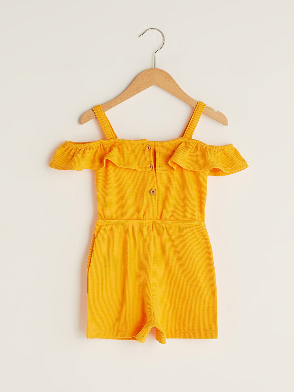Basic Baby Girl Jumpsuit with Ruffle Boat Neck Strap-1