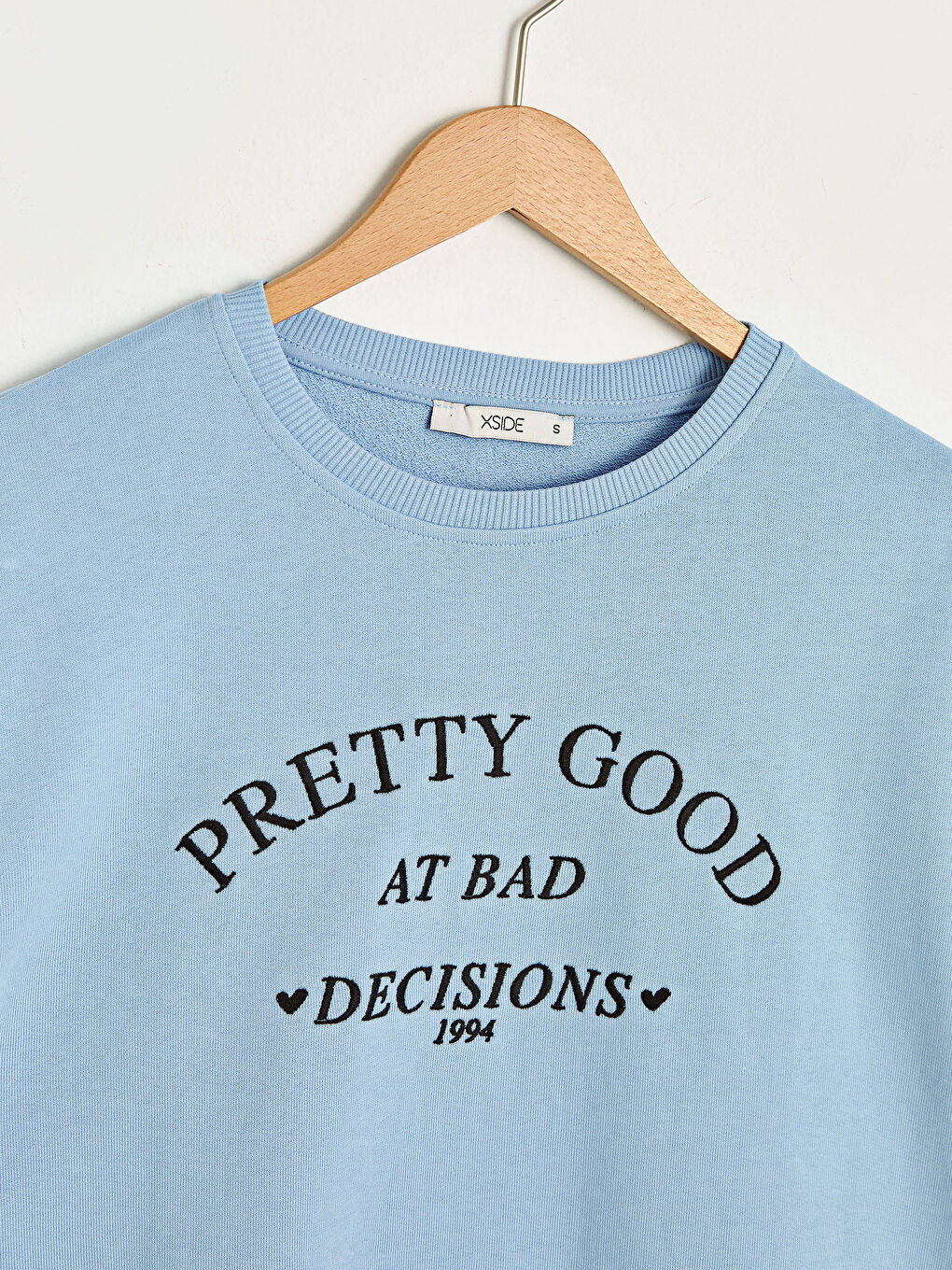 Sweat-shirt à manches longues imprimé avec slogan et col rond pour Femmes-8