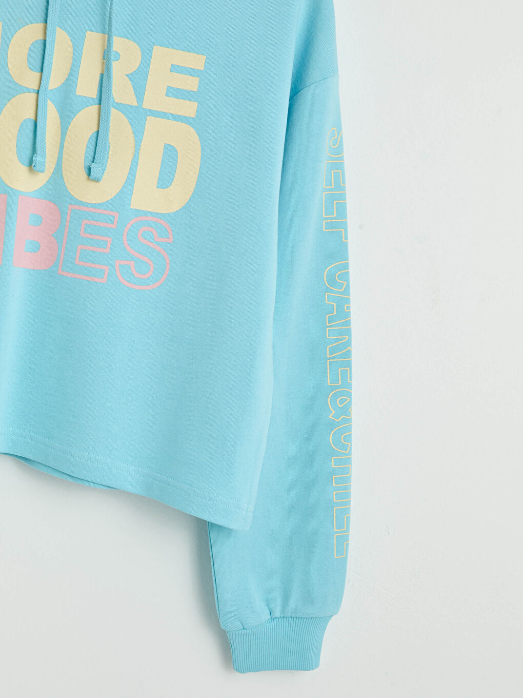 Mavi Baskılı Uzun Kollu Kadın Hoodie-8