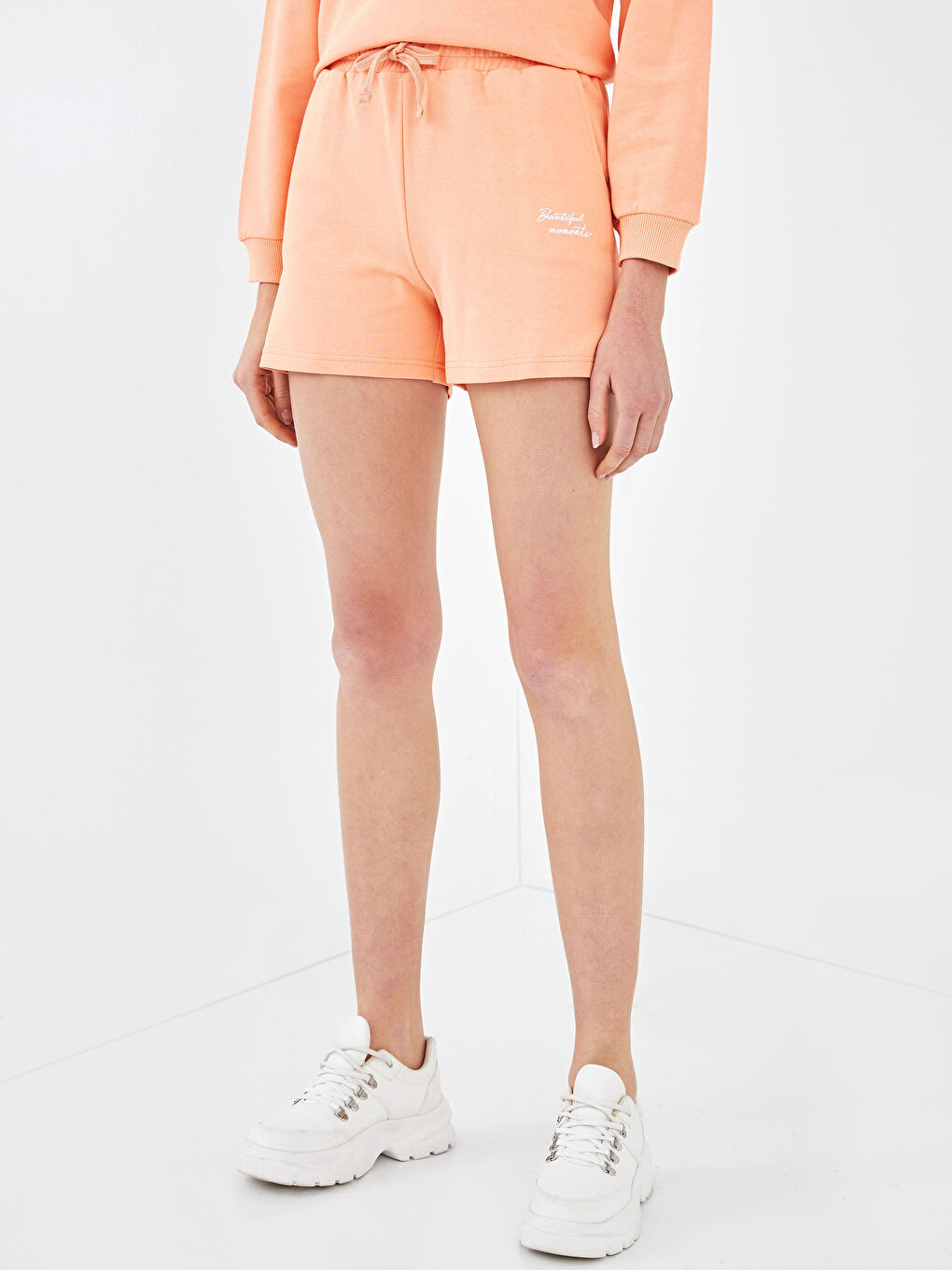 Waist Elastic Slogan Printed Cotton Shorts for Women-5