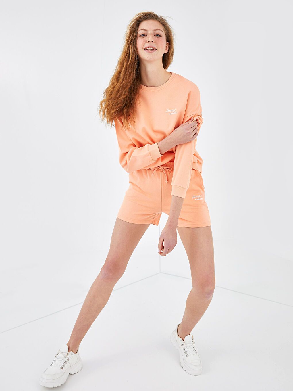 Waist Elastic Slogan Printed Cotton Shorts for Women-7