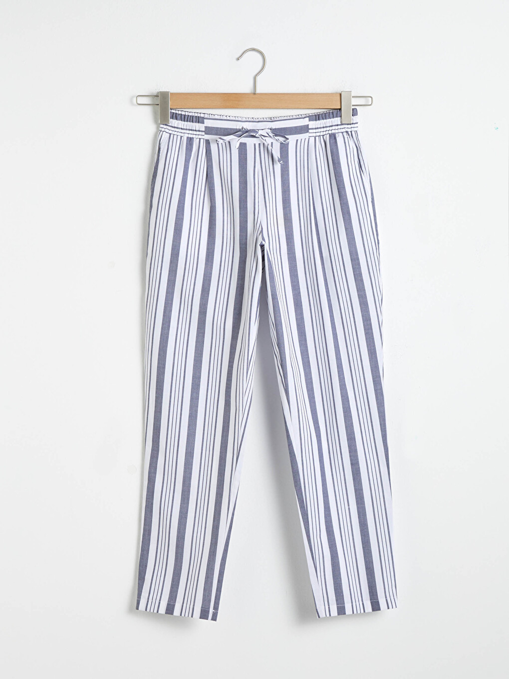 Elastic Waist Striped Carrot Fit Trousers-5