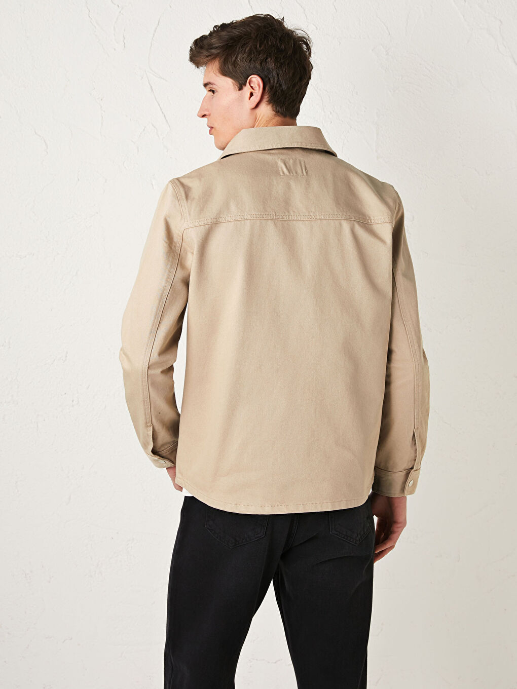 Wide Fit Shirt Collar Slim Men's Coat-4