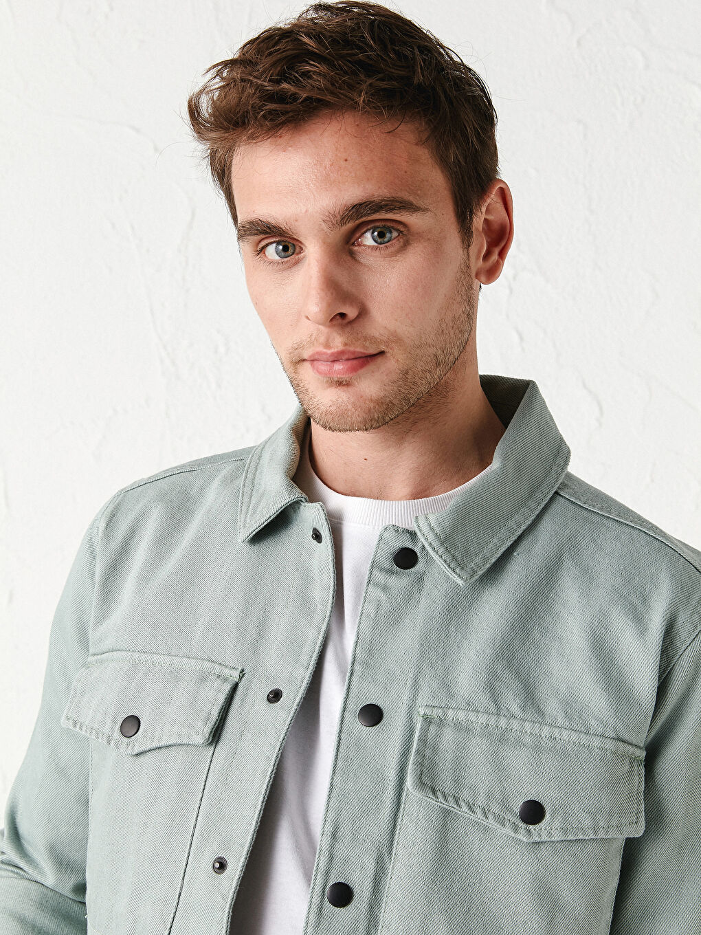 Bol Kalıp Gömlek Yaka İnce Erkek Mont-2