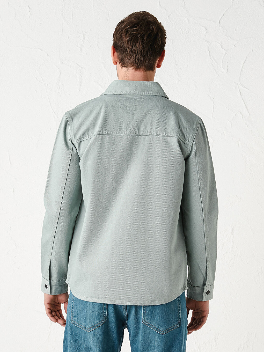 Bol Kalıp Gömlek Yaka İnce Erkek Mont-4