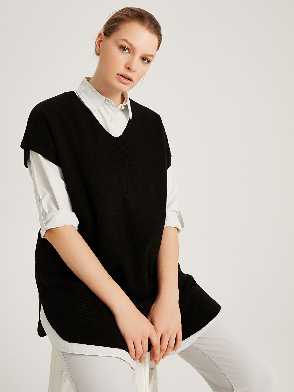 LCWAIKIKI Classic V Neck Plain Thick Poncho -S1DM67Z8-CVL