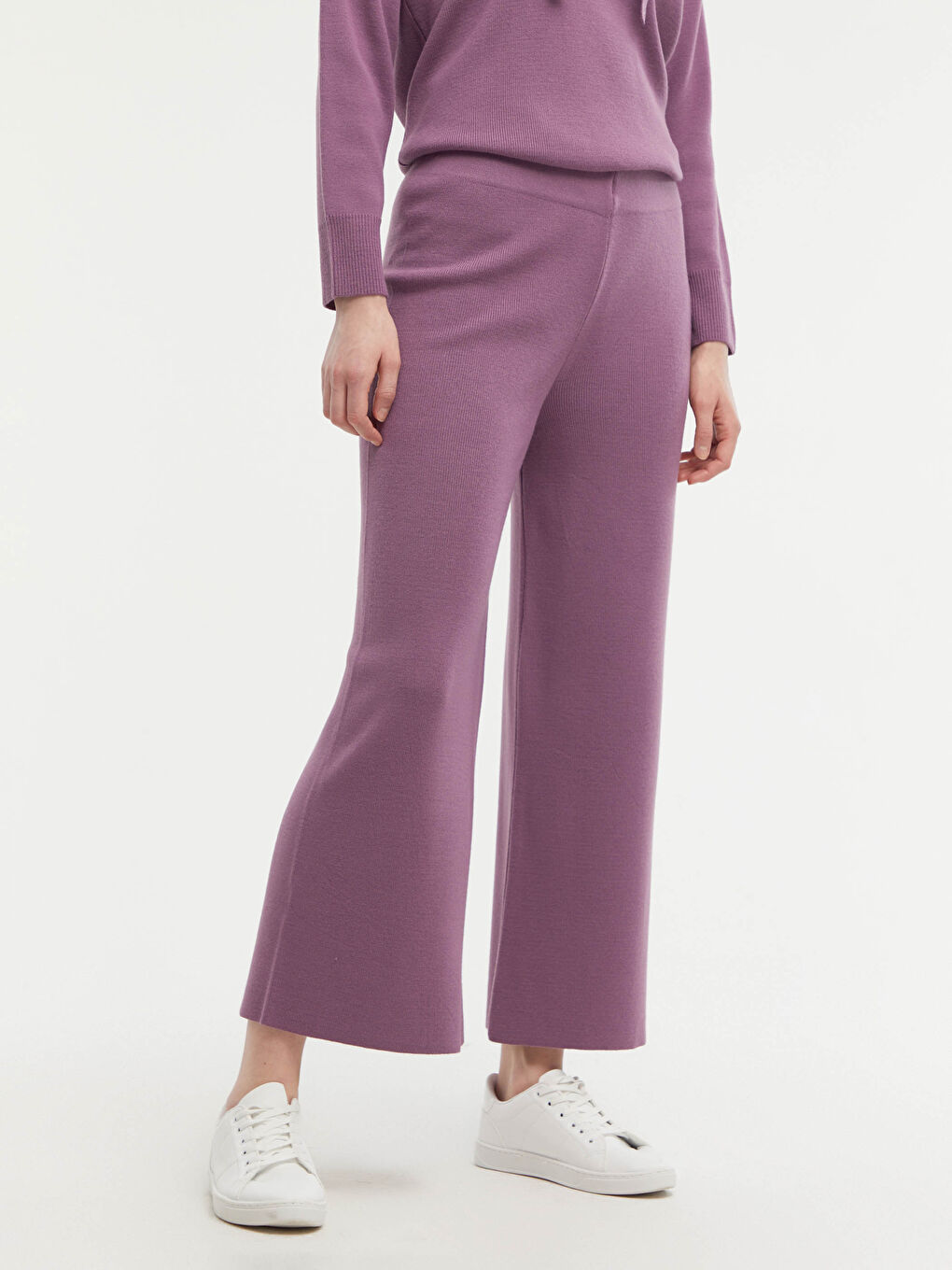 Elastic Waist Loose Leg Trousers-2