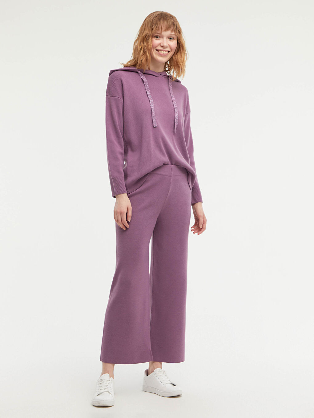 Elastic Waist Loose Leg Trousers-4