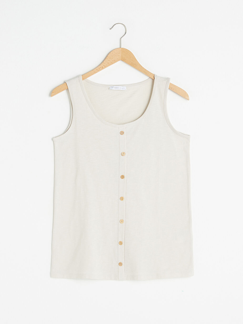 Gri U Yaka Kolsuz Düğme Detaylı Kadın Atlet-4