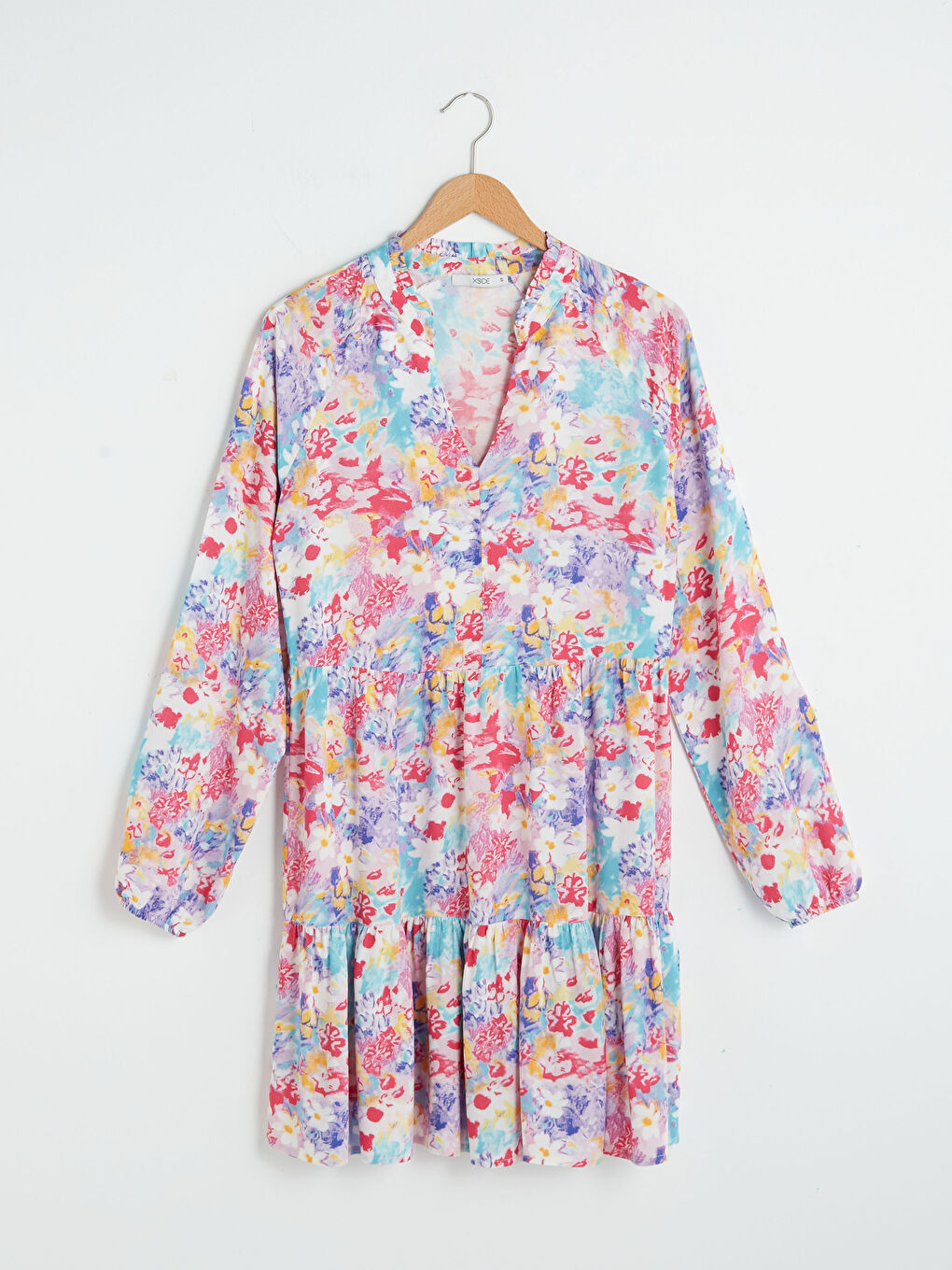 Платье из вискозы с узором, с длинным рукавом и вырезом с выемкой для женщин