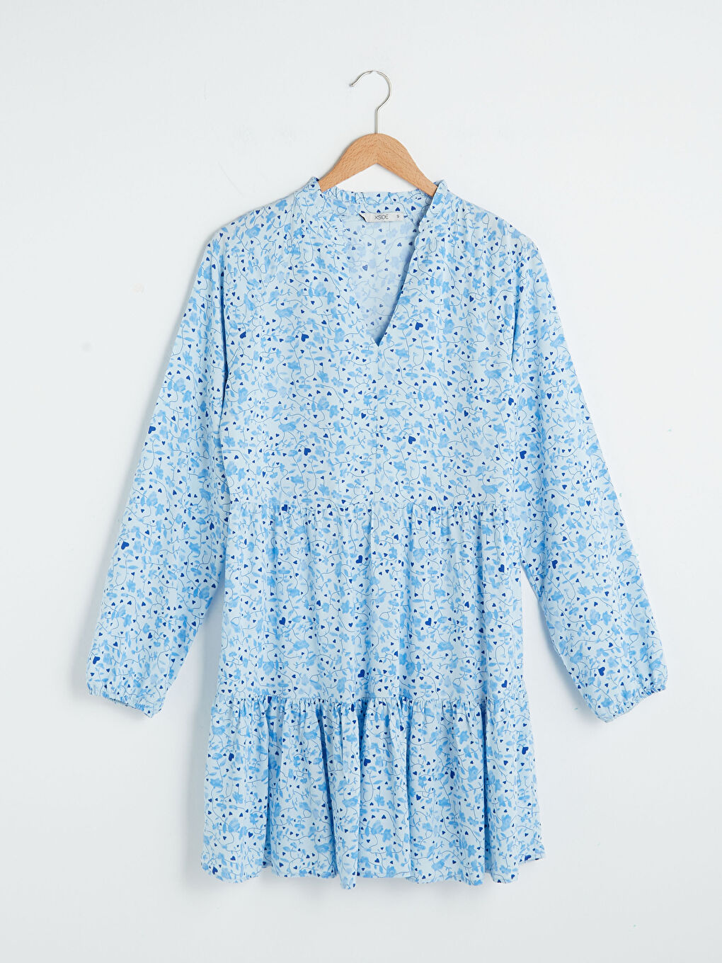 Henley Neckline Patterned Long Sleeve Viscose Women's Dress-4