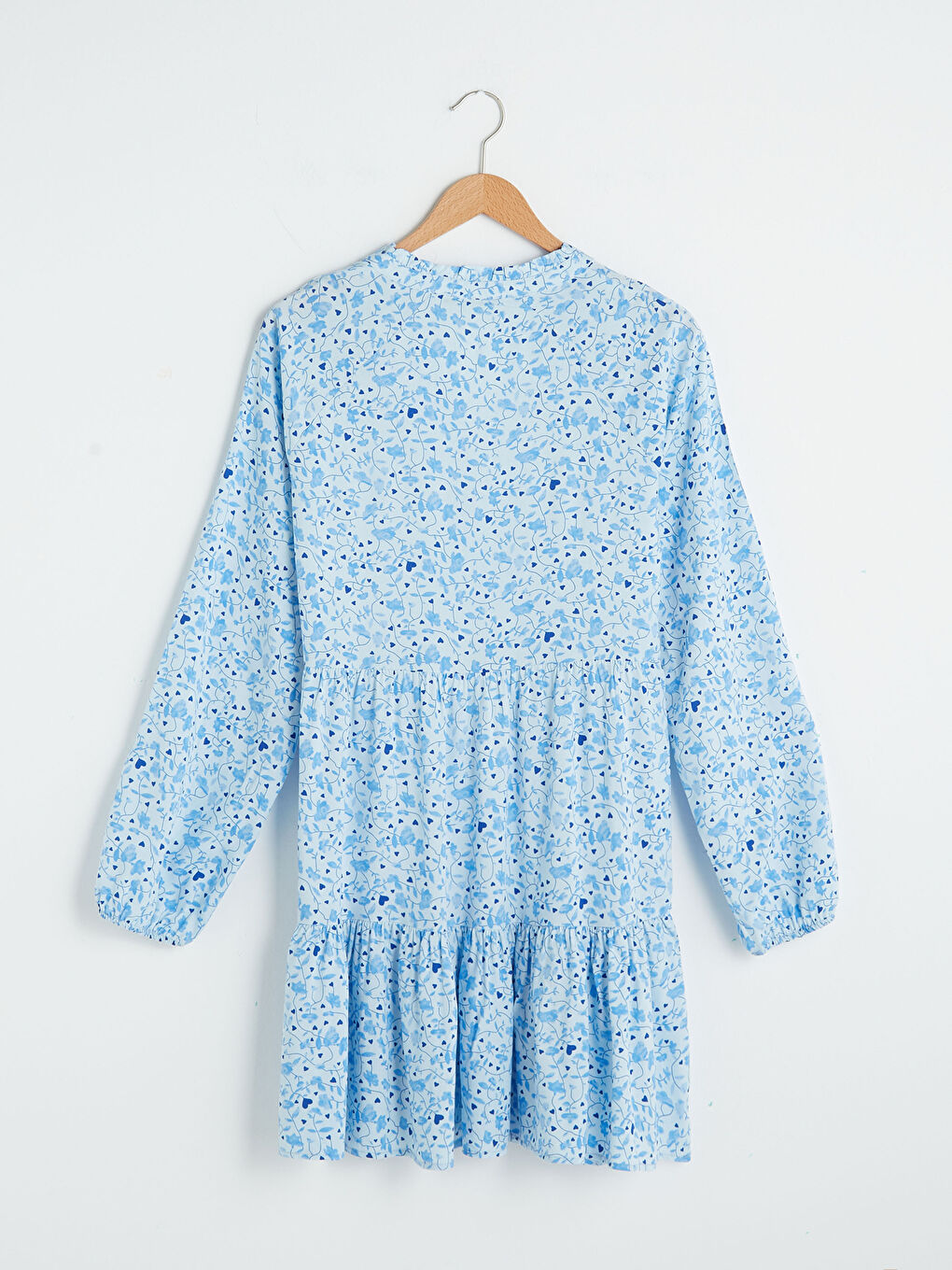 Henley Neckline Patterned Long Sleeve Viscose Women's Dress-5