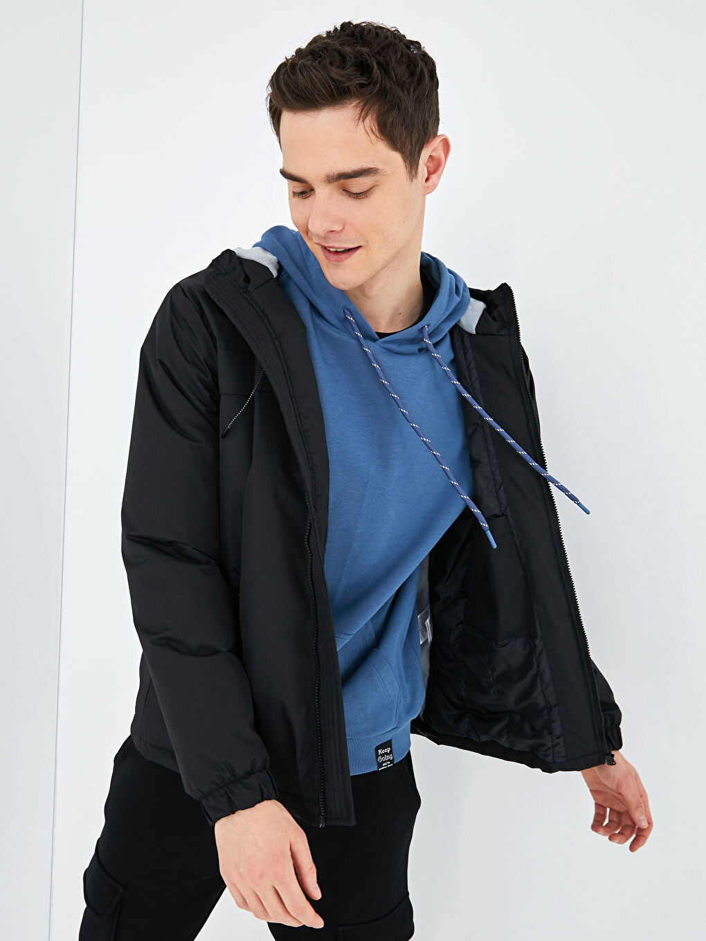 Standard Fit Polarized Hooded Men's Coat-3