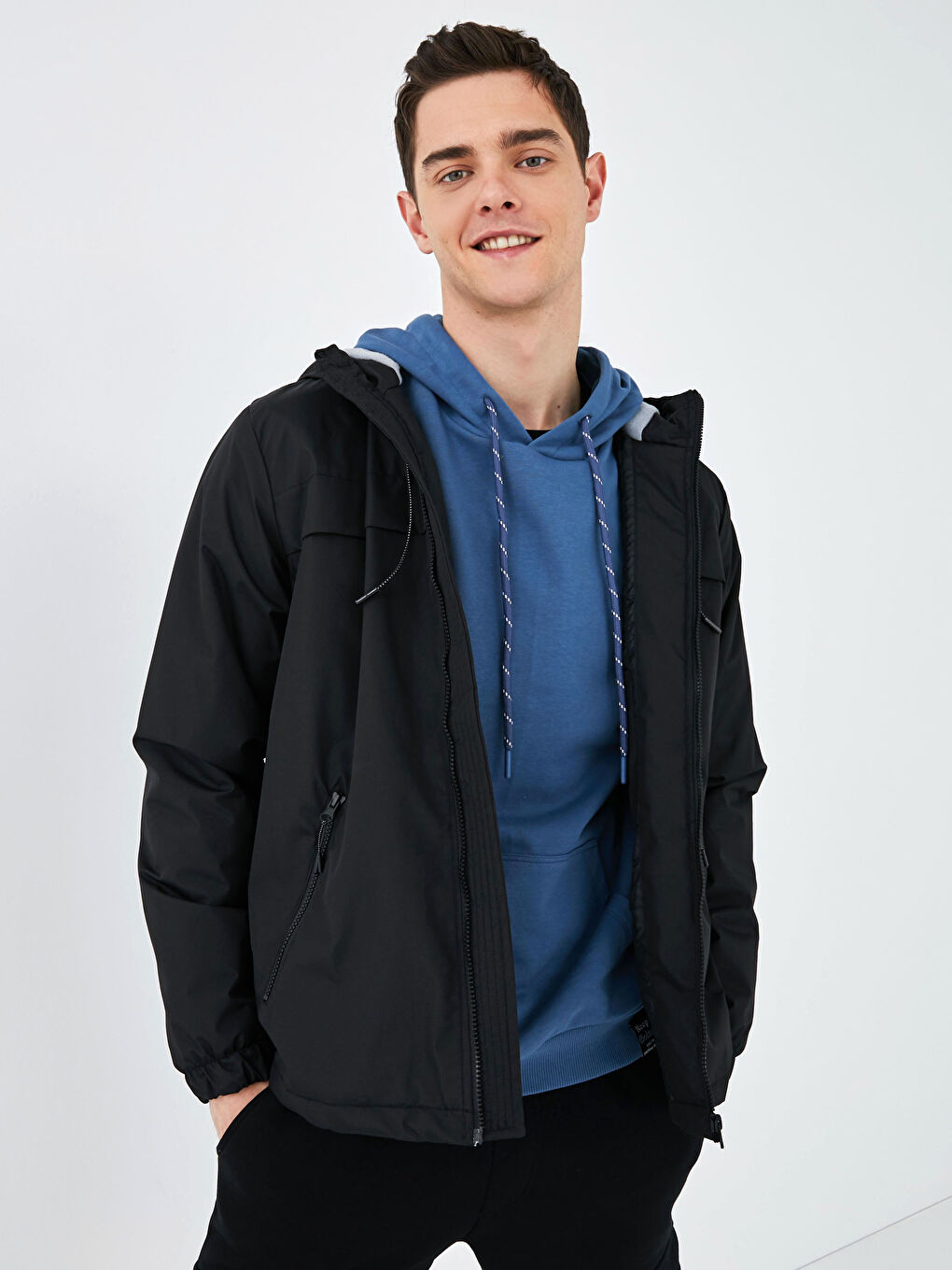 Standard Fit Polarized Hooded Men's Coat-5