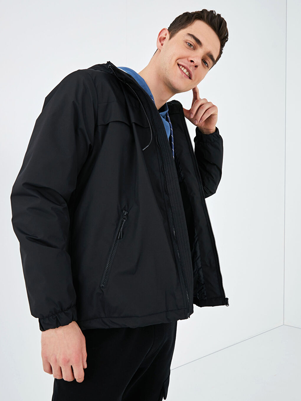 Standard Fit Polarized Hooded Men's Coat-7