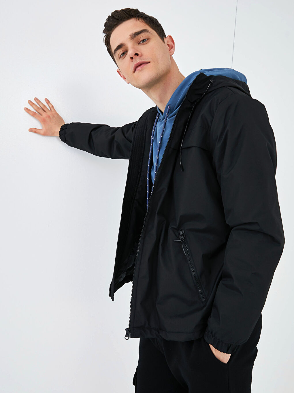 Standard Fit Polarized Hooded Men's Coat-8