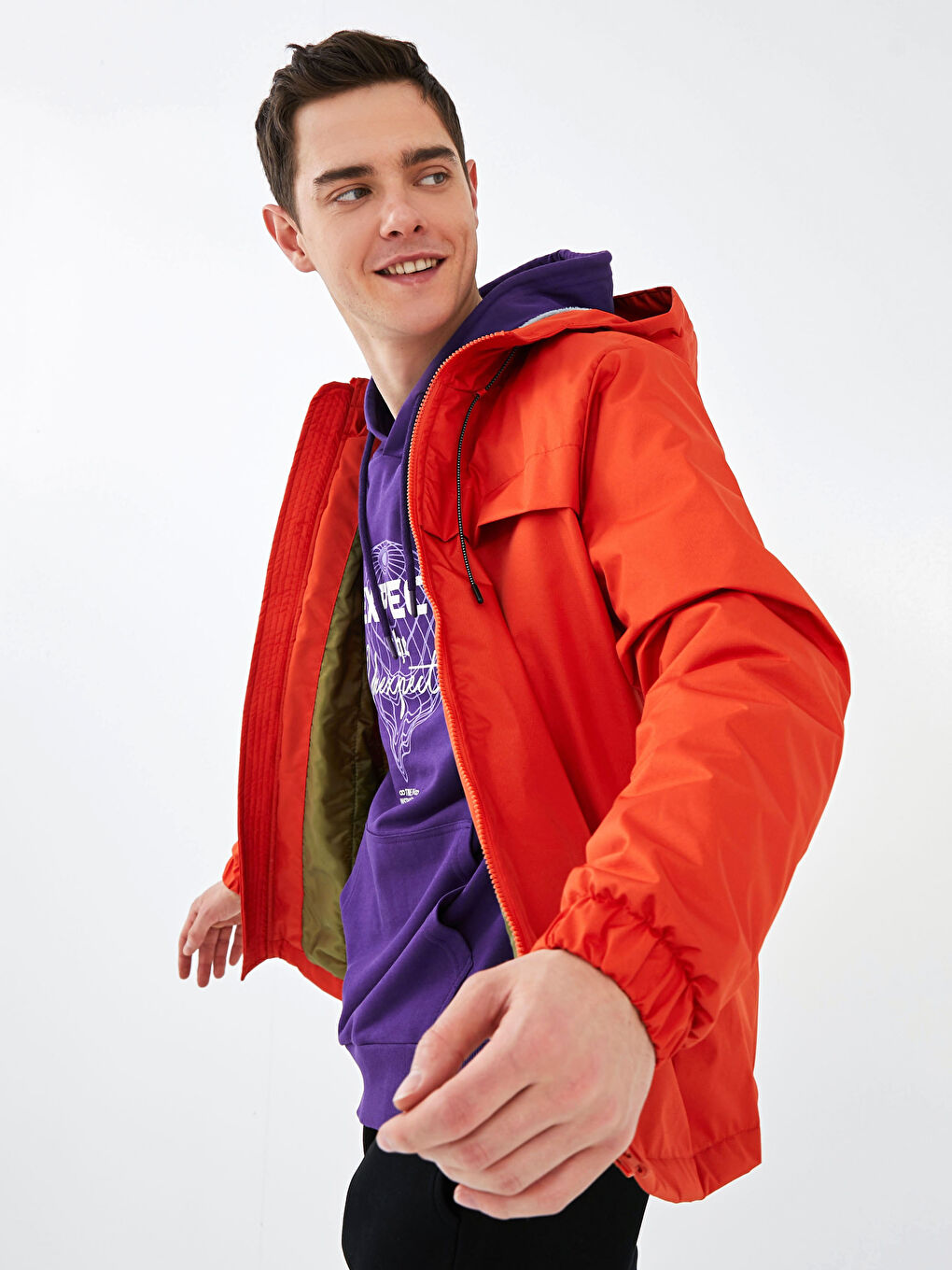 Palton cu Glugă Polarizat Standard Fit pentru Bărbați-1