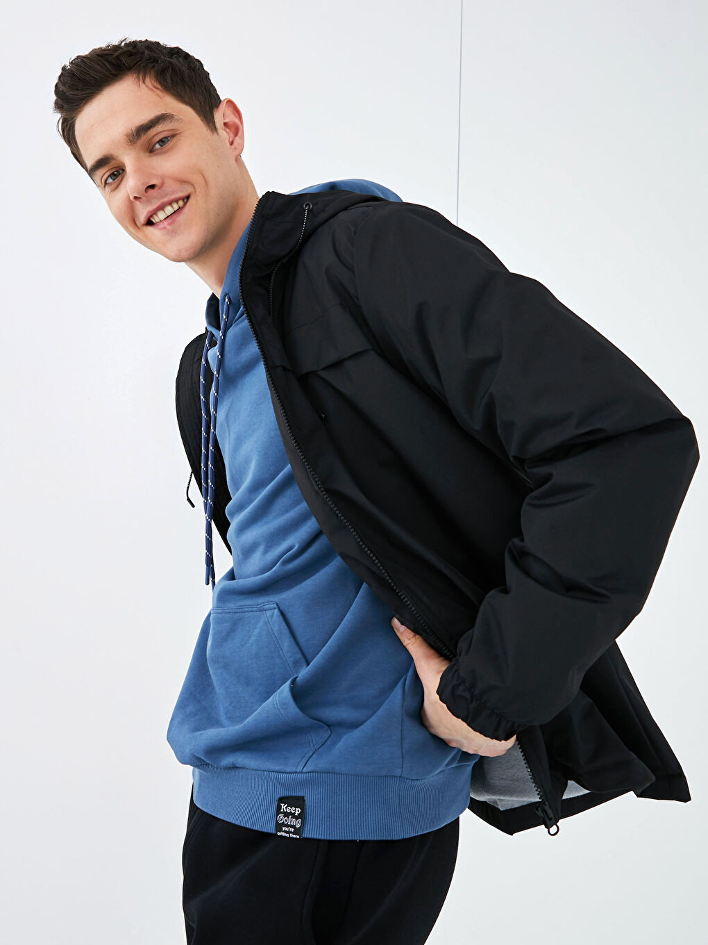 Standard Fit Polarized Hooded Men's Coat