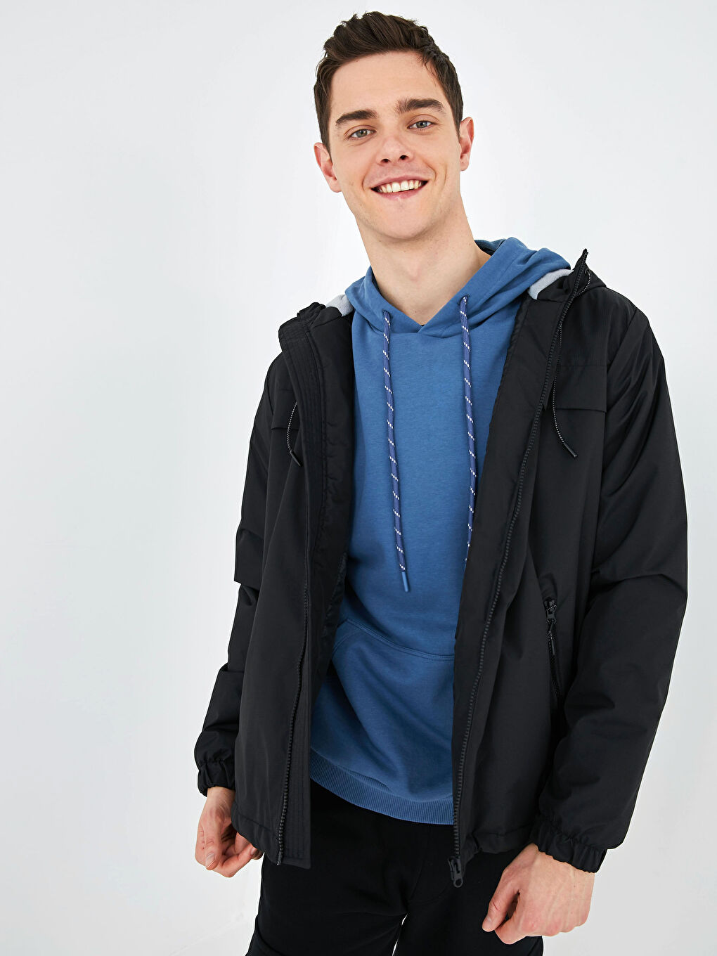 Standard Fit Polarized Hooded Men's Coat-1