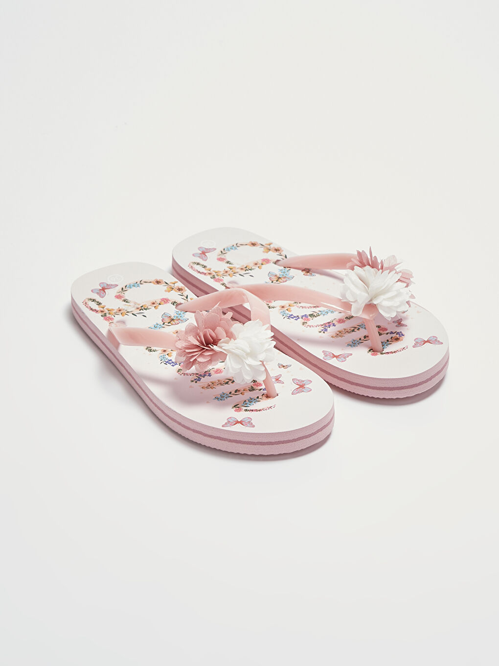 Pembe Baskılı Kız Çocuk Parmak Arası Plaj Terliği
