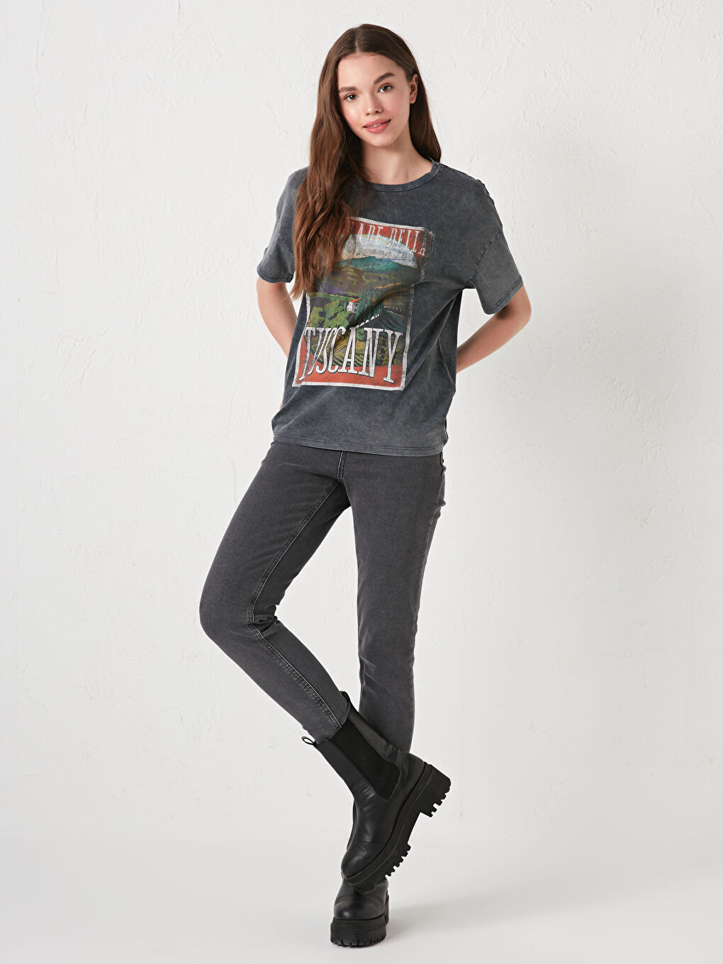 Футболка с круглым вырезом, с принтом, с коротким рукавом, из хлопка, для женщин-3