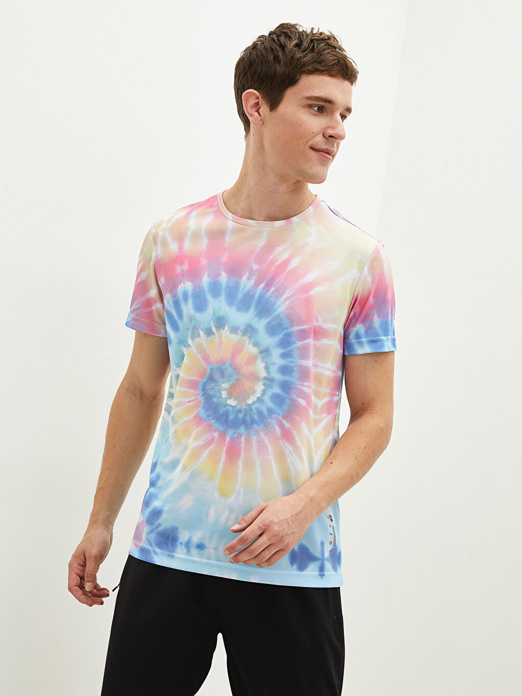 Turkuaz Bisiklet Yaka Kısa Kollu Baskılı Erkek Tişört-6